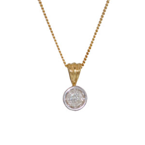 18ct Solitaire Diamond Pendant with Chain