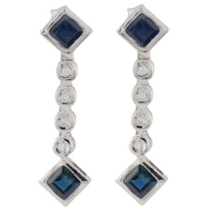 18ct Diamond Sapphire Drop Earrings