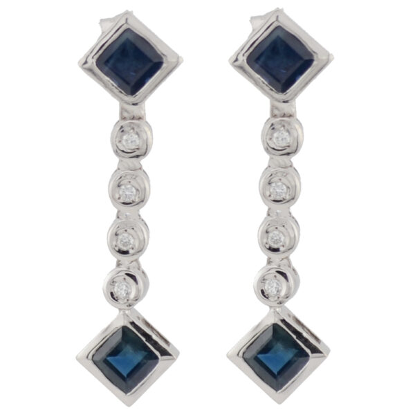 18ct Diamond Sapphire Drop Earrings ABC-8-18