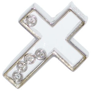 18ct White Gold Floating Diamond Cross