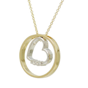 Heart With Three Diamond In Circle With Chain