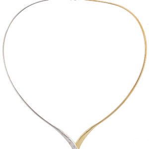 Yellow and White Gold V Necklace With Diamond