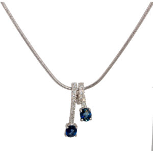 18ct Gold Sapphire And Diamond Pendant On Snake Chain