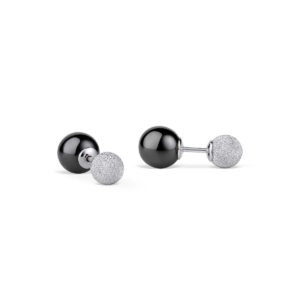 Bering Black Ceramic Link sparkling silver Ball Studs