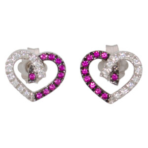 Diamond and Ruby Heart Studs