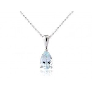 Teardrop Shape Aquamarine Pendant Necklace