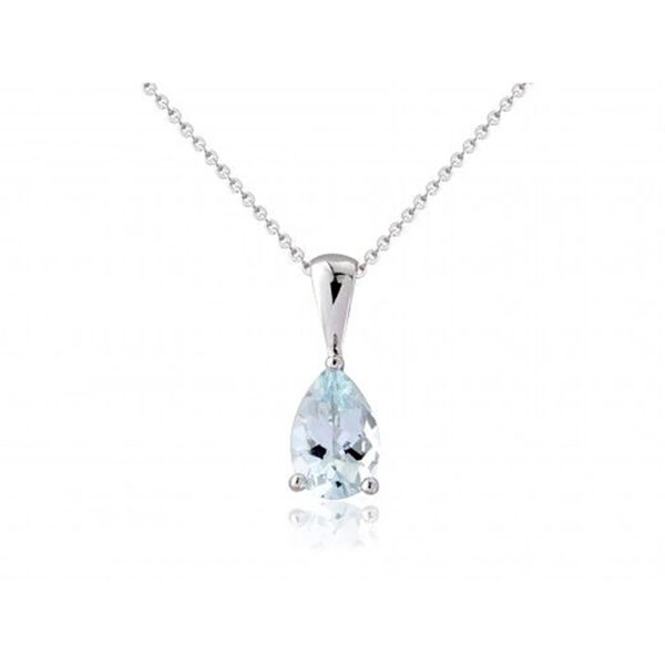 9ct-White-Gold Aquamarine Pendant-Necklace 6B08WAQ