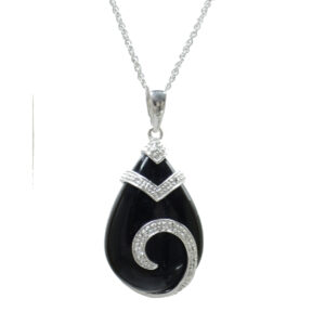 Diamond and Onyx Pendant on Chain