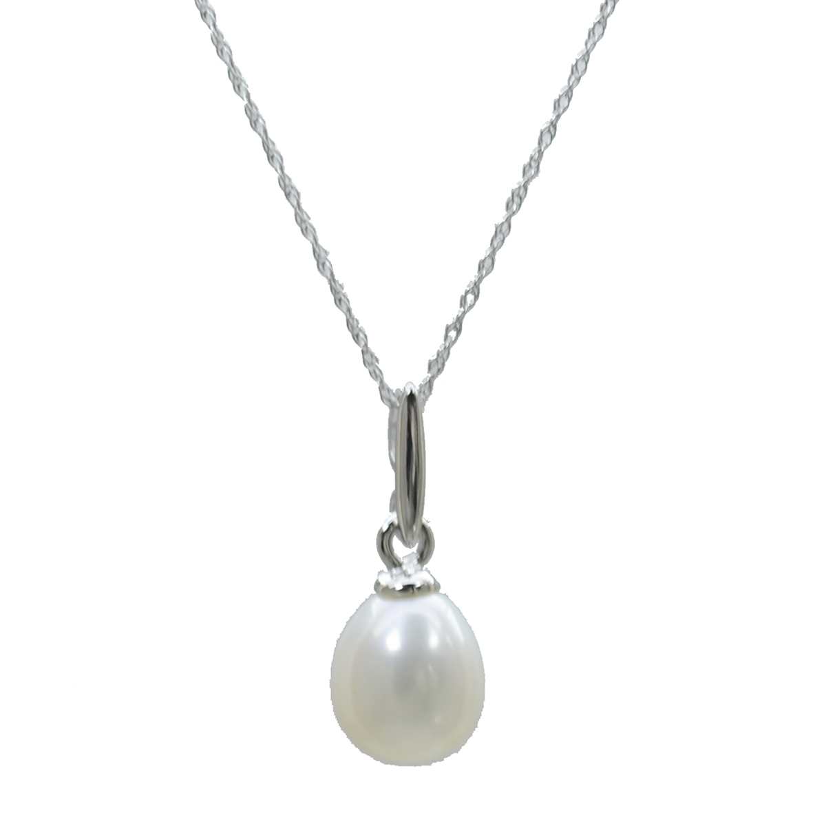 9ct-White-Gold Pearl-Pendant Necklace D608958WCP