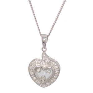 18ct Gold Heart Shape Floating Diamond Pendant