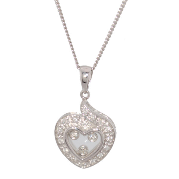 18ct Gold Heart Shape Floating Diamond Pendant