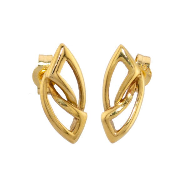 18ct Yellow Gold Open Leaf Earrings CHP034ER