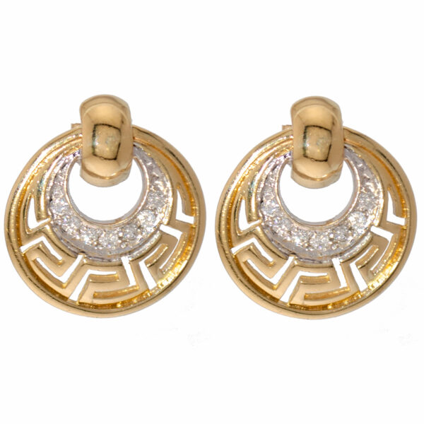 Gold Greek Design Diamonds Earrings CHP070ER