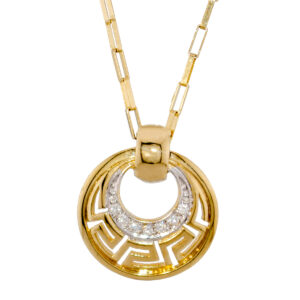 Gold Greek Design Pendant Chain