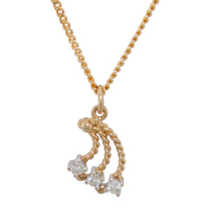 Yellow and White Gold Diamonds Trilogy Pendant Chain