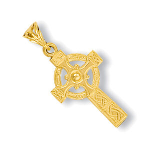 9ct Gold Engraved Celtic 28x16mm Cross