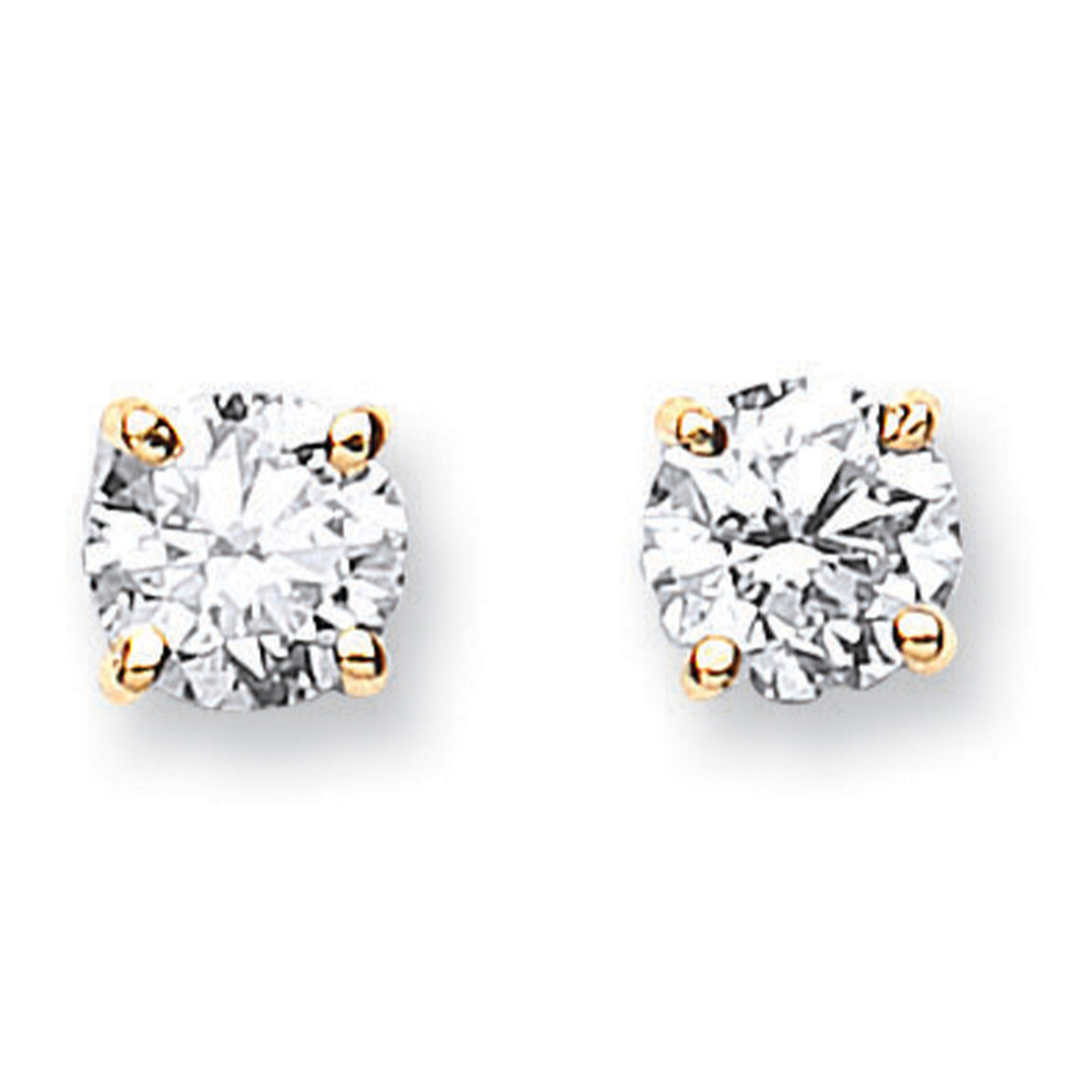 18ct Yellow Gold 1.00ct Claw Set Diamond Stud Earrings