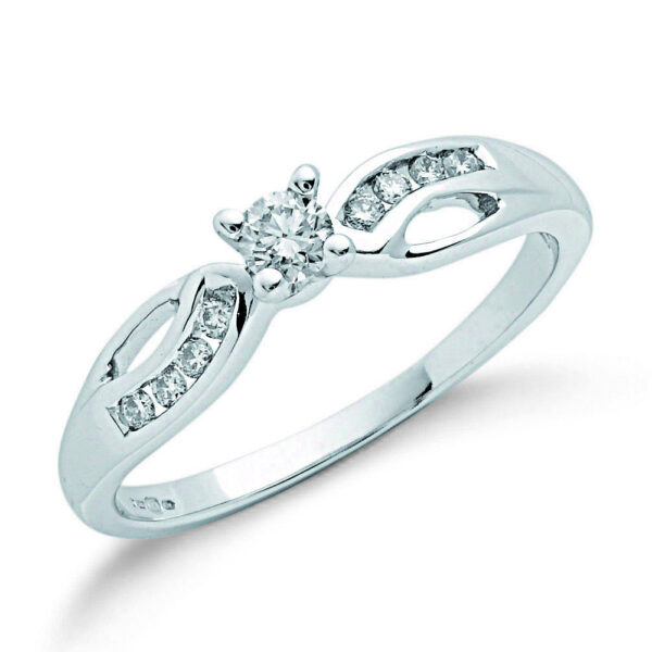 White Gold Solitaire Diamond Ring DR0488