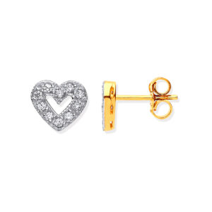 9ct Gold Heart Shape Cz Studs