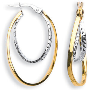 Gold Double Oval Circle Hoop Earrings