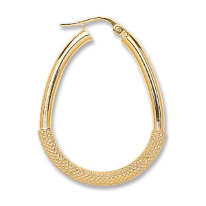 Gold Pear Shape Fancy Hoop Earrings