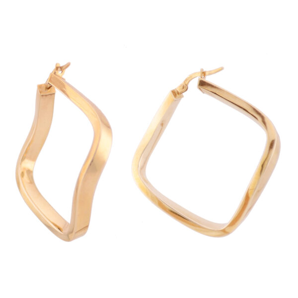 Gold twisted Square Hoop Earrings HXL-HMES