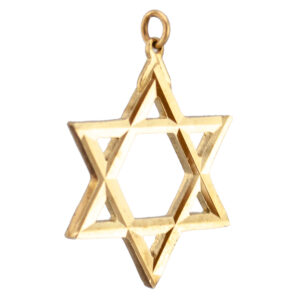 Gold Star Of David Large Diamond Cut Pendant