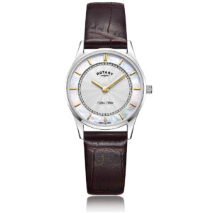 Rotary Ultra Slim Leather Strap Ladies Watch