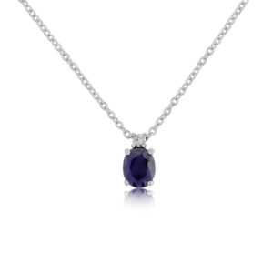 Oval Sapphire and Diamond Necklace