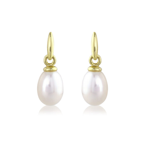 Oval Shape Cultured Pearl Drop Earrings D119517CP