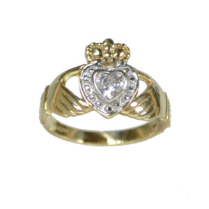 Heart Shape Cz Claddagh Ring