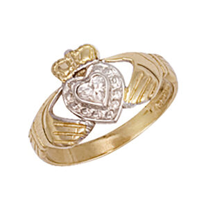 Heart Shape Cz Claddagh Ring