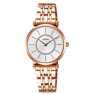 Lorus White Dial Rose Gold Bracelet Watch