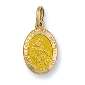 9ct Gold Oval St Christopher Pendant