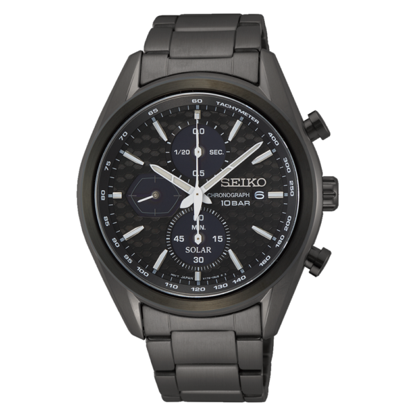 Seiko Solar Black Dial Chronograph Watch SSC773P1