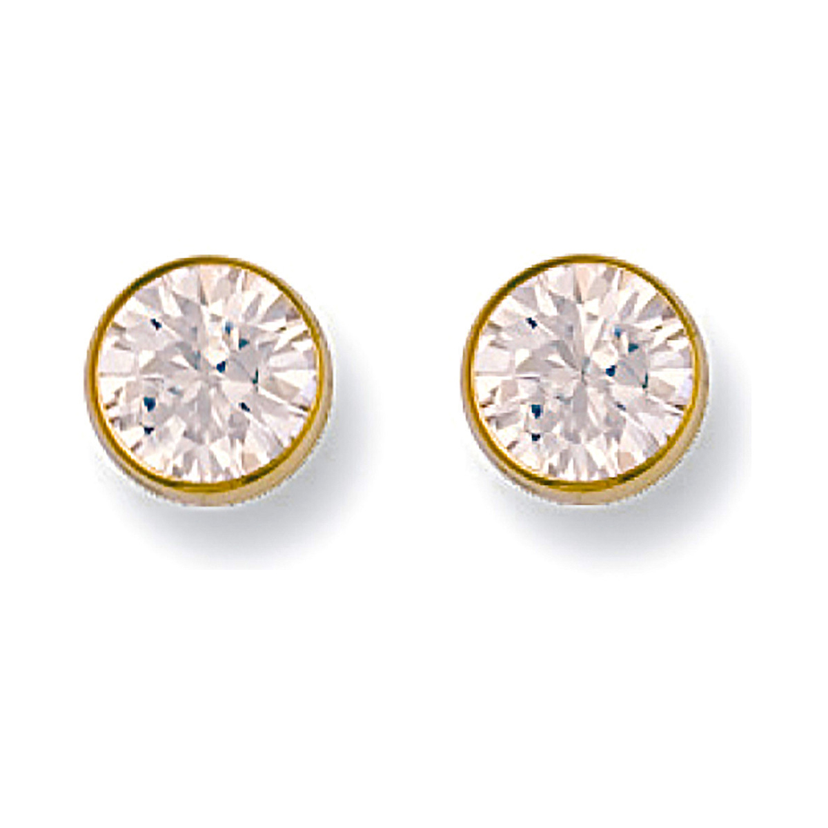 9ct-Gold 7mm-Cz-Rubover Studs ST0031