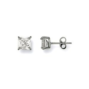 White Gold Square Cz Studs