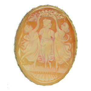 Three Graces hand carved Cameo Brooch Pin