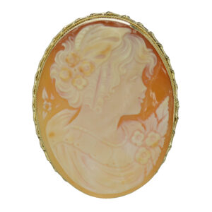 Hand Carved Shell Cameo Brooch Pin