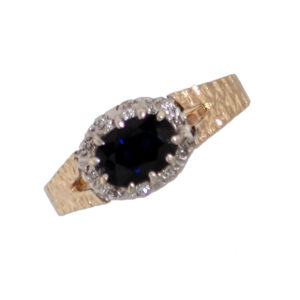 Sapphire and Diamond Fancy Cluster Ring