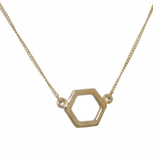 Gold hexagonal Shape Pendant With Chain