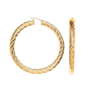 9ct Gold 75mm Chunky Twist Hoop Earrings