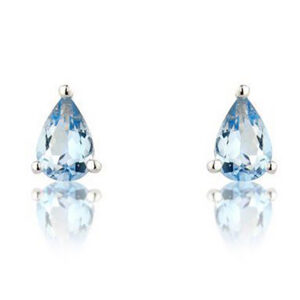 White Gold Pear Aquamarine Earrings