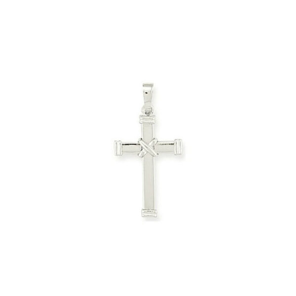 Stylish 9ct White Gold Hollow cross with kiss makes an ideal gift for a special occasion