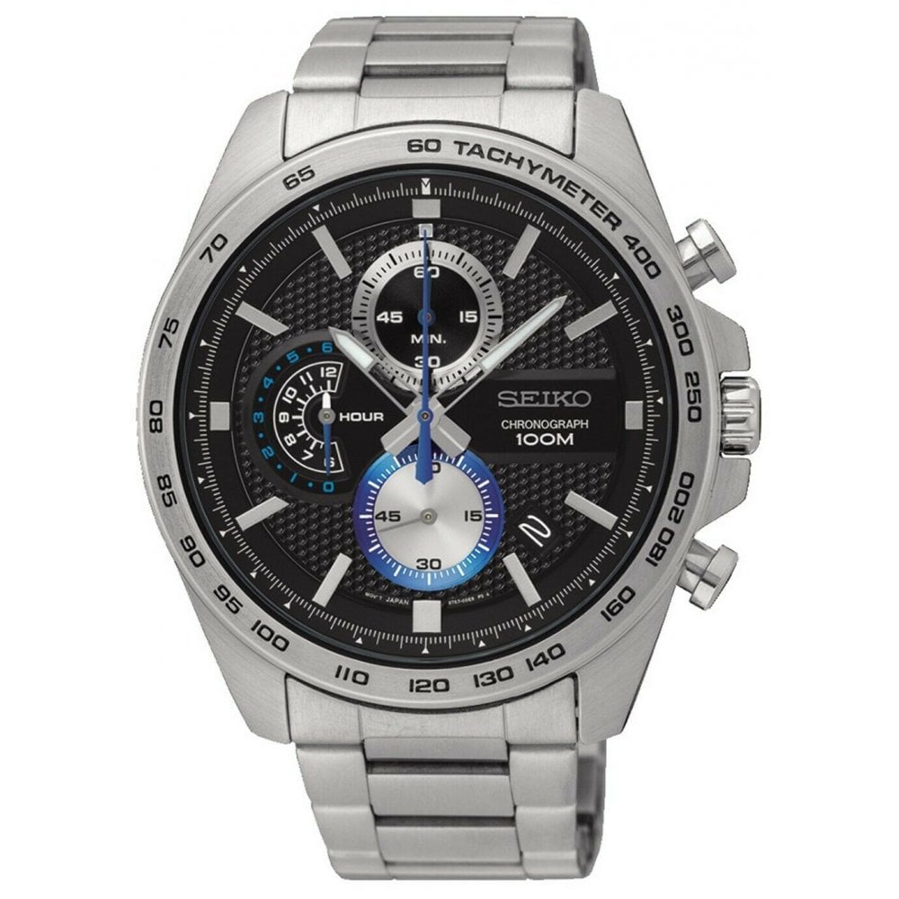 Seiko Black Dial Chronograph Watch SSB257P1