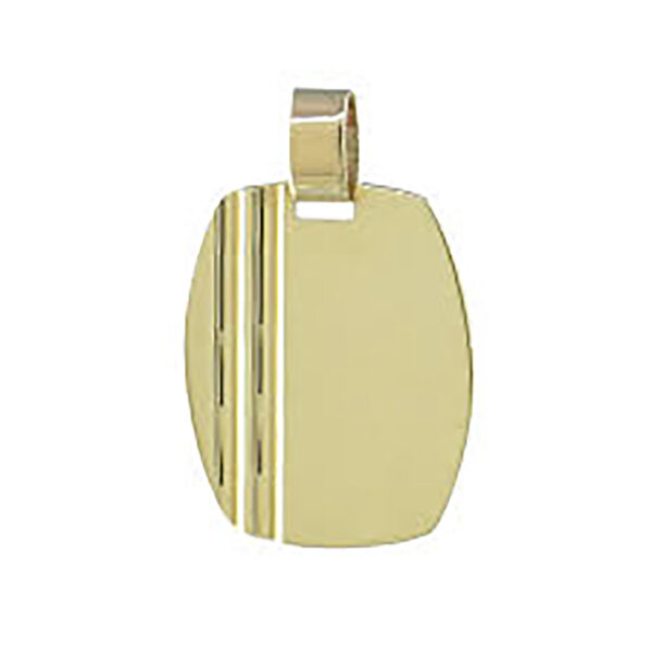 Yellow Gold Barrel Shape Dog Tag Pendant BATOS-03