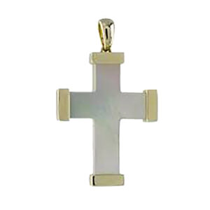 Gold and Mother of Pearl Cross Pendant