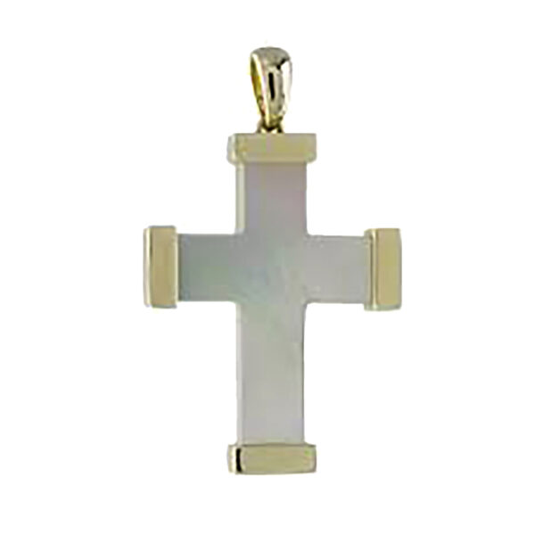 Gold and Mother of Pearl Cross Pendant K046