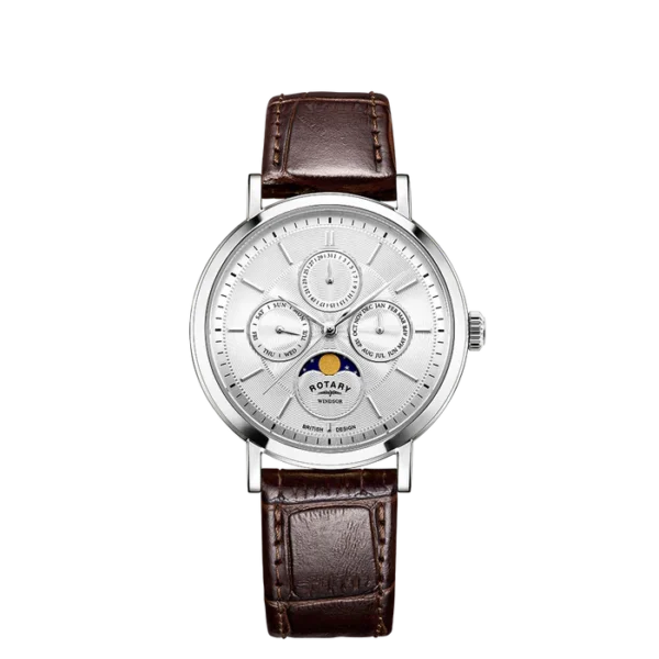 Rotary Dress Moonphase Leather Strap Watch GS0542506