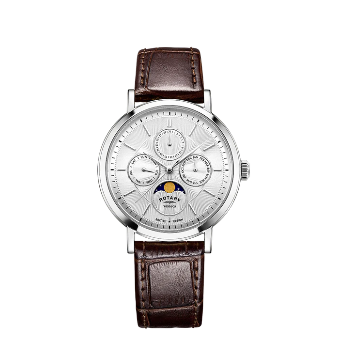 Rotary Dress Moonphase Leather Strap Watch GS0542506